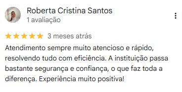 Avaliação de Roberta Cristina Santos no Google sobre o Centromediar